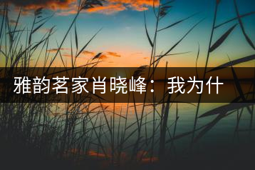 雅韻茗家肖曉峰：我為什么選擇古樹茶