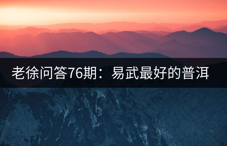 老徐問答76期：易武最好的普洱茶出自國有林，沒錯，但有局限性