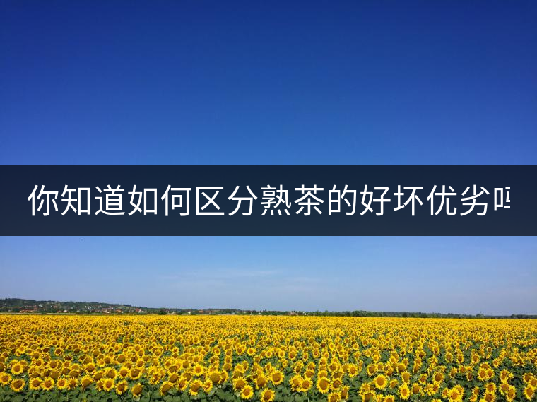 你知道如何區(qū)分熟茶的好壞優(yōu)劣嗎？
