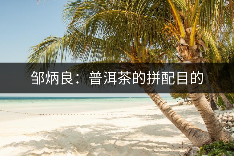 鄒炳良：普洱茶的拼配目的