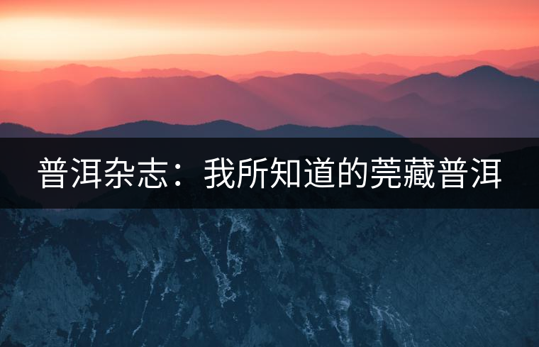 普洱雜志:我所知道的莞藏普洱 普洱雜志:我所知道的莞藏普洱
