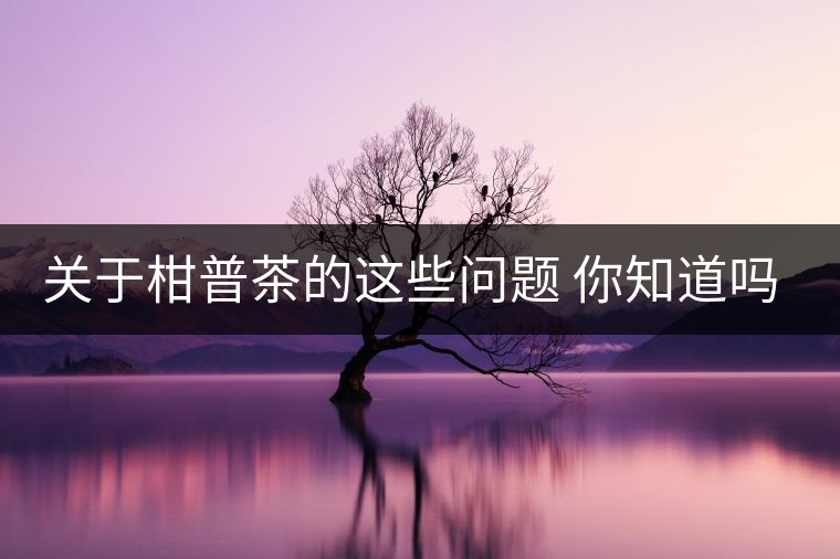 關(guān)于柑普茶的這些問題 你知道嗎？（值得收藏）