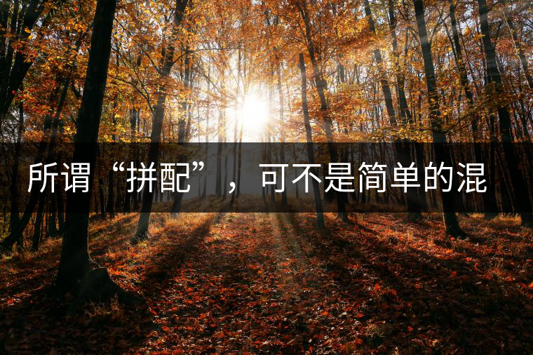 所謂“拼配”，可不是簡單的混搭