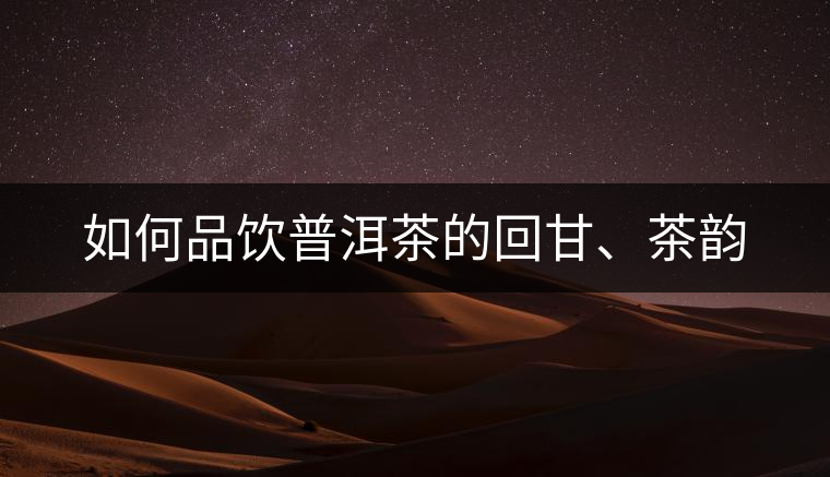 如何品飲普洱茶的回甘、茶韻