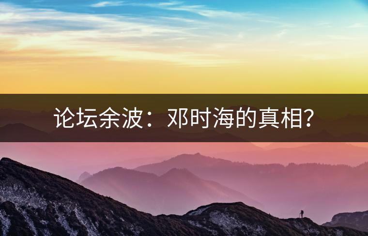 論壇余波：鄧時(shí)海的真相？