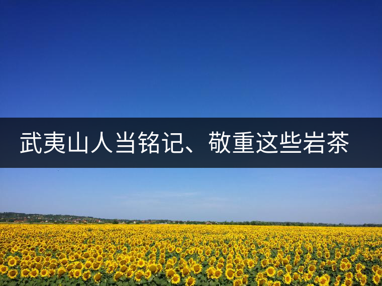 武夷山人當(dāng)銘記、敬重這些巖茶功臣