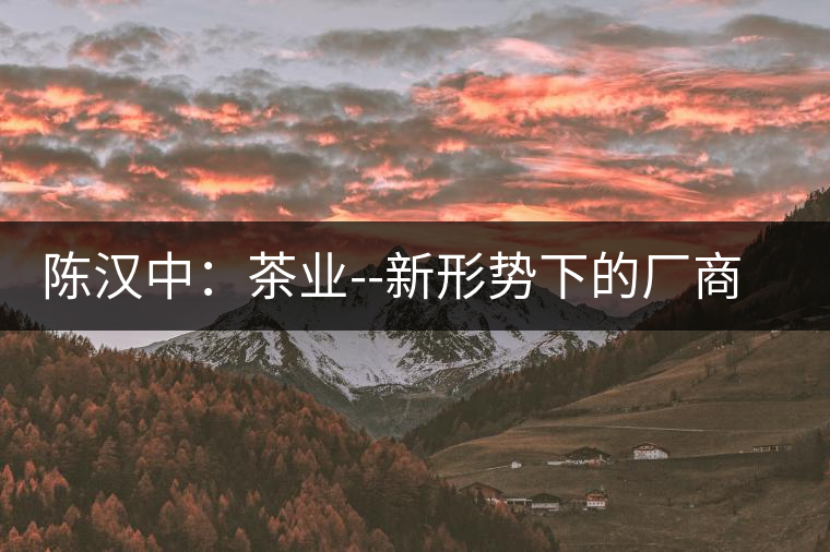 陳漢中:茶業(yè)--新形勢下的廠商營銷突圍 陳漢中:茶業(yè)--新形勢下的廠商營銷突圍