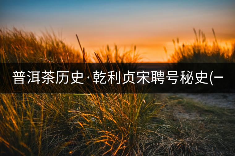 普洱茶歷史·乾利貞宋聘號秘史(一) 普洱茶歷史·乾利貞宋聘號秘史(一)
