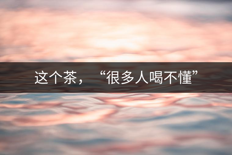 這個(gè)茶，“很多人喝不懂”