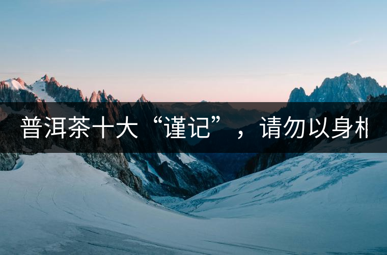 普洱茶十大“謹記”，請勿以身相試！