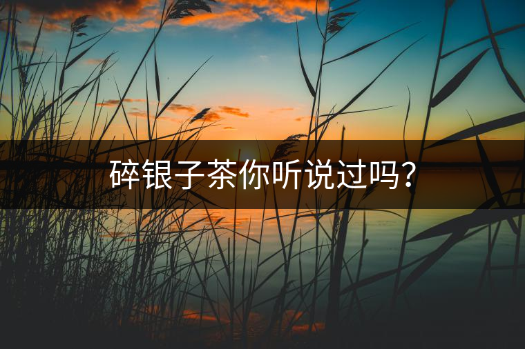 碎銀子茶你聽說過嗎？