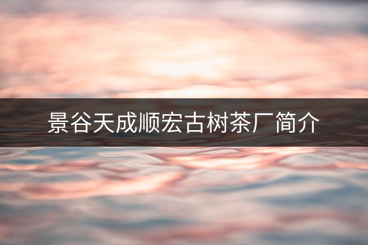 景谷天成順宏古樹茶廠簡(jiǎn)介