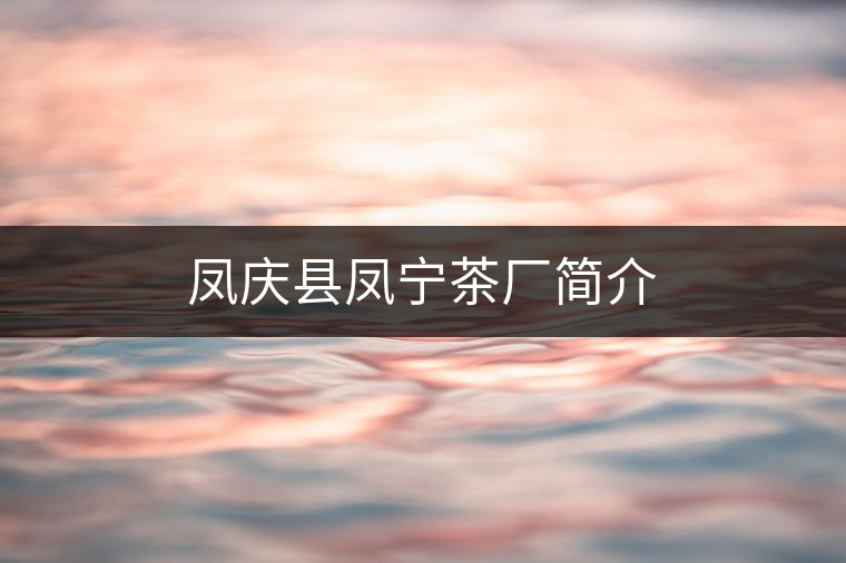 鳳慶縣鳳寧茶廠簡(jiǎn)介