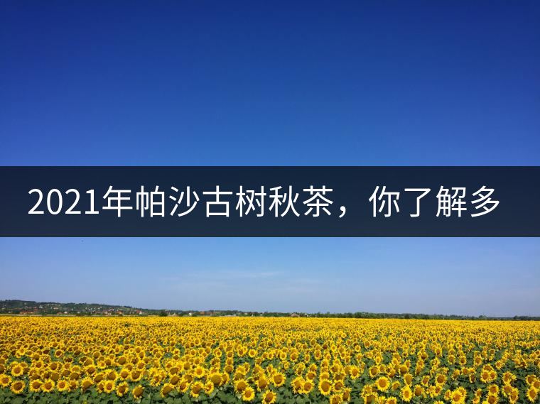 2021年帕沙古樹秋茶，你了解多少？